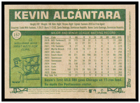 2026 Topps Heritage Kevin Alcántara Card Chicago Cubs #157