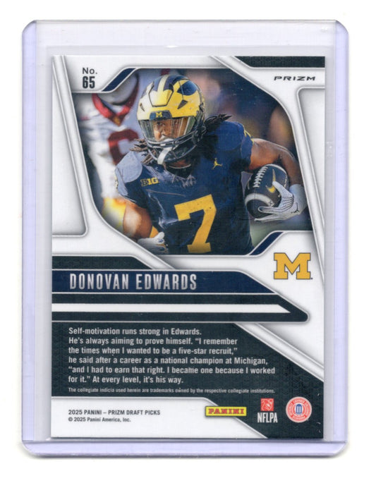 2025 Panini Prizm Draft Picks Donovan Edwards Card Prizms Green Wolverines