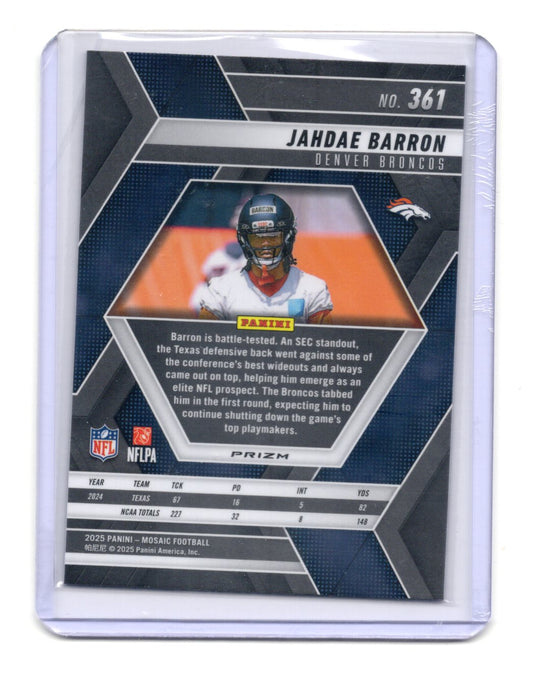 2025 Panini Mosaic Jahdae Barron Card Purple Scope RC Denver Broncos #361