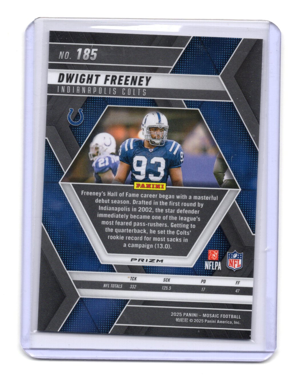2025 Panini Mosaic Dwight Freeney Card Purple Scope Indianapolis Colts #185