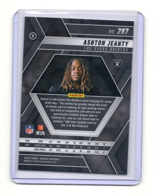 2025 Panini Mosaic Ashton Jeanty Card RC Las Vegas Raiders #287 Variation
