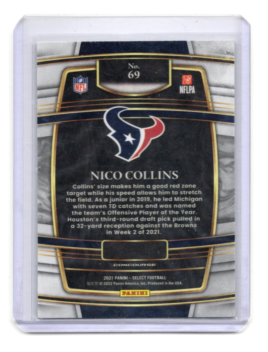 2025 Panini Select Nico Collins Card Red and Blue Prizm Shock Houston Texans #35