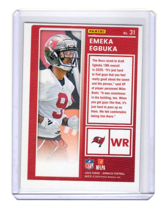 2025 Donruss Emeka Egbuka Card The Rookies Tampa Bay Buccaneers #31