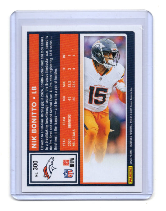 2025 Donruss Nik Bonitto Card Press Proofs Red Denver Broncos #300