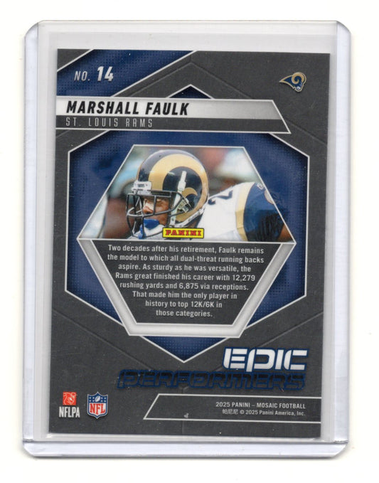 2025 Panini Mosaic Marshall Faulk Card Epic Performers St. Louis Rams #14