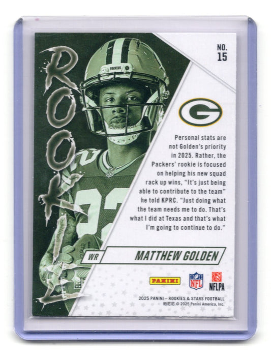 2025 Panini Rookies & Stars Matthew Golden Card Rookie Exclusive Packers #15