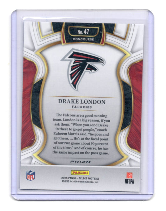 2025 Panini Select Drake London Card Red and Blue Prizm Shock Falcons