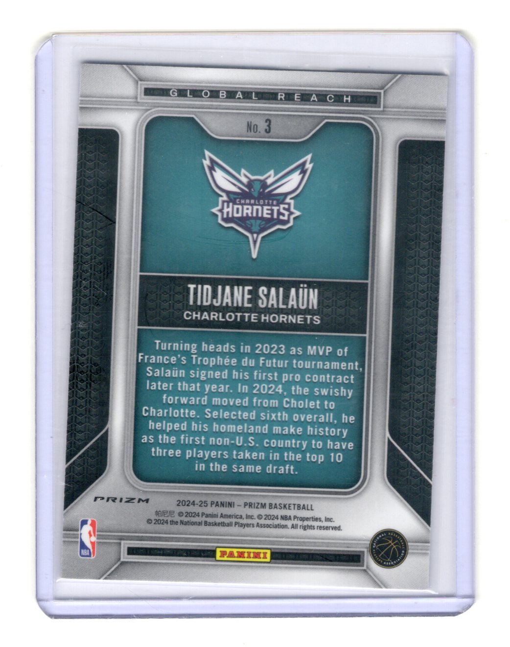 2024-25 Panini Prizm Tidjane Salaun Global Reach Silver Prizm Refractor RC #3