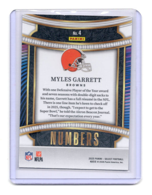 2025 Panini Select Myles Garrett Card Select Numbers Cleveland Browns #4