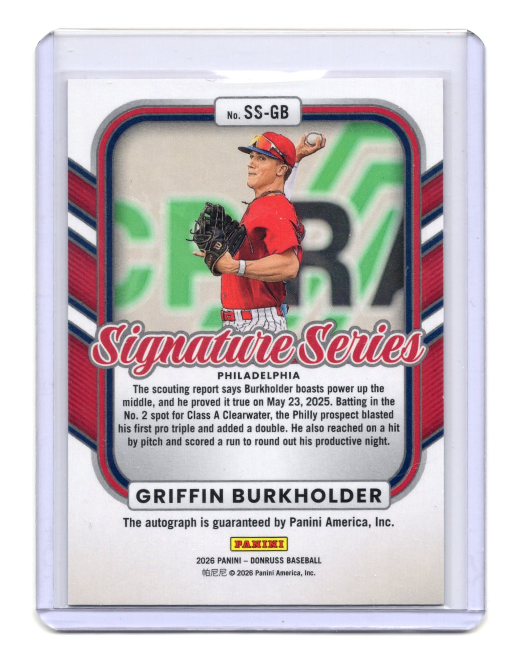 2026 Donruss Griffin Burkholder Signature Series Red & Green Laser Auto #/99
