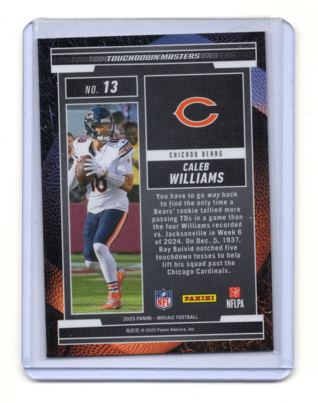 2025 Panini Mosaic Caleb Williams Card Touchdown Masters Chicago Bears #13