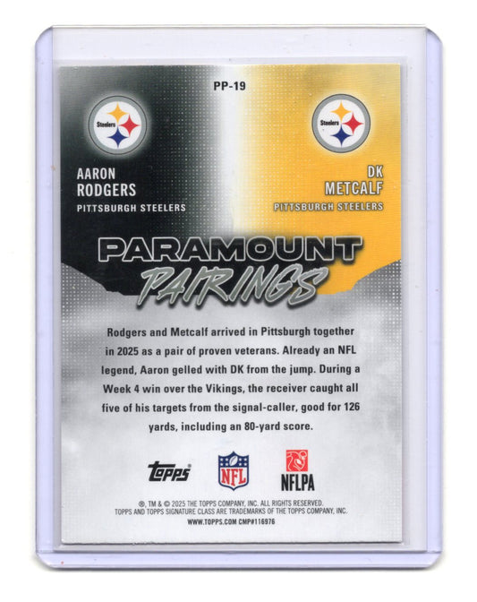2025 Topps Signature Class Aaron Rodgers DK Metcalf Paramount Pairings /299