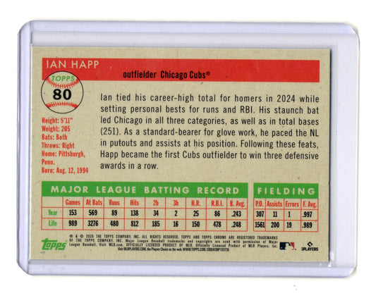2025 Topps Chrome Platinum Ian Happ #80 Blue Prism Refractor Chicago Cubs