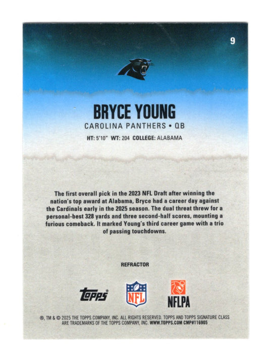 2025 Topps Signature Class Bryce Young Card Chrome Refractor Panthers