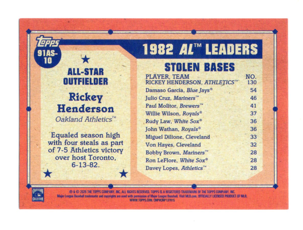 026 Topps Series 2 Rickey Henderson All-Star Game Logo Parallel Athletics
