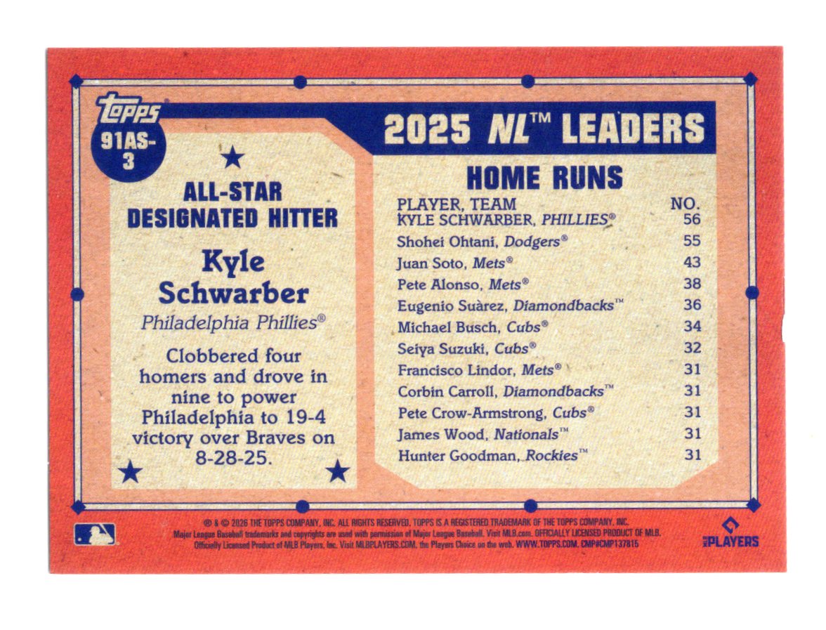 2026 Topps Series 2 Kyle Schwarber All-Star Crackle Foil Parallel Phillies