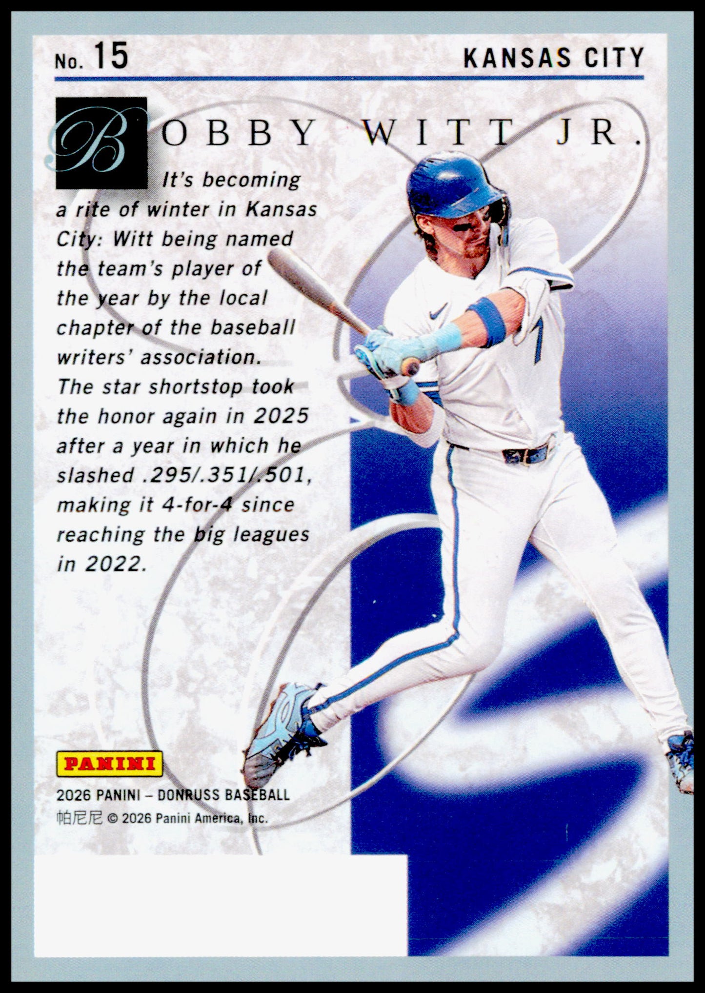 2026 Donruss Bobby Witt Jr. Card Elite Series Kansas City Royals #15