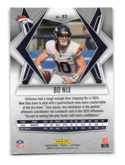 2025 Panini Phoenix Bo Nix Card Denver Broncos #83