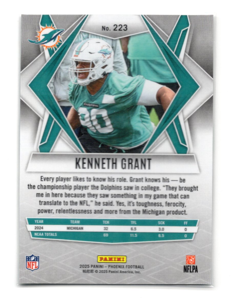 2025 Panini Phoenix Kenneth Grant Card Rookie Miami Dolphins #223