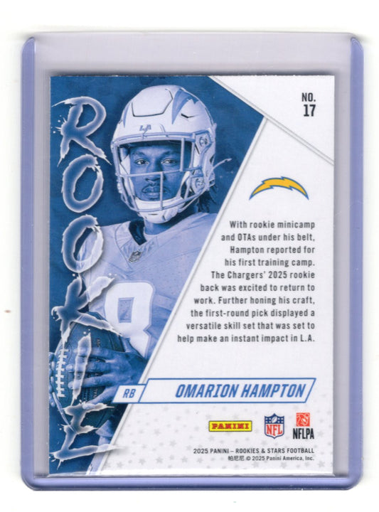 2025 Panini Rookies & Stars Omarion Hampton Card Rookie Exclusive Chargers #17
