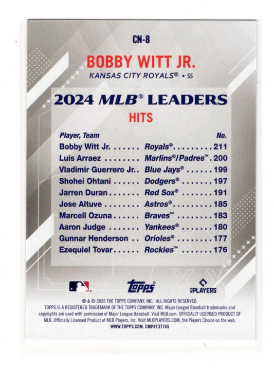 2026 Topps Bobby Witt Jr. Card Crooked Numbers Kansas City Royals #CN-8