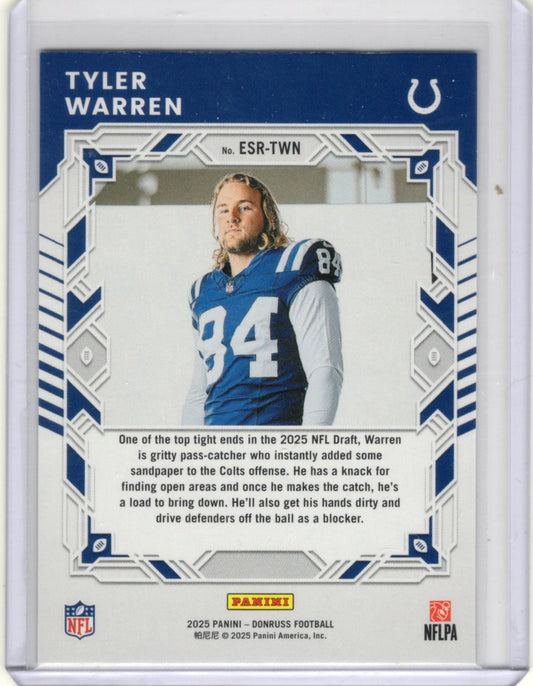 2025 Donruss Tyler Warren Card Elite Series Rookies Indianapolis Colts #ESR-TWN