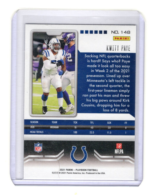 2021 Panini Playbook Kwity Paye Card Mosaic Rookie Indianapolis Colts #148