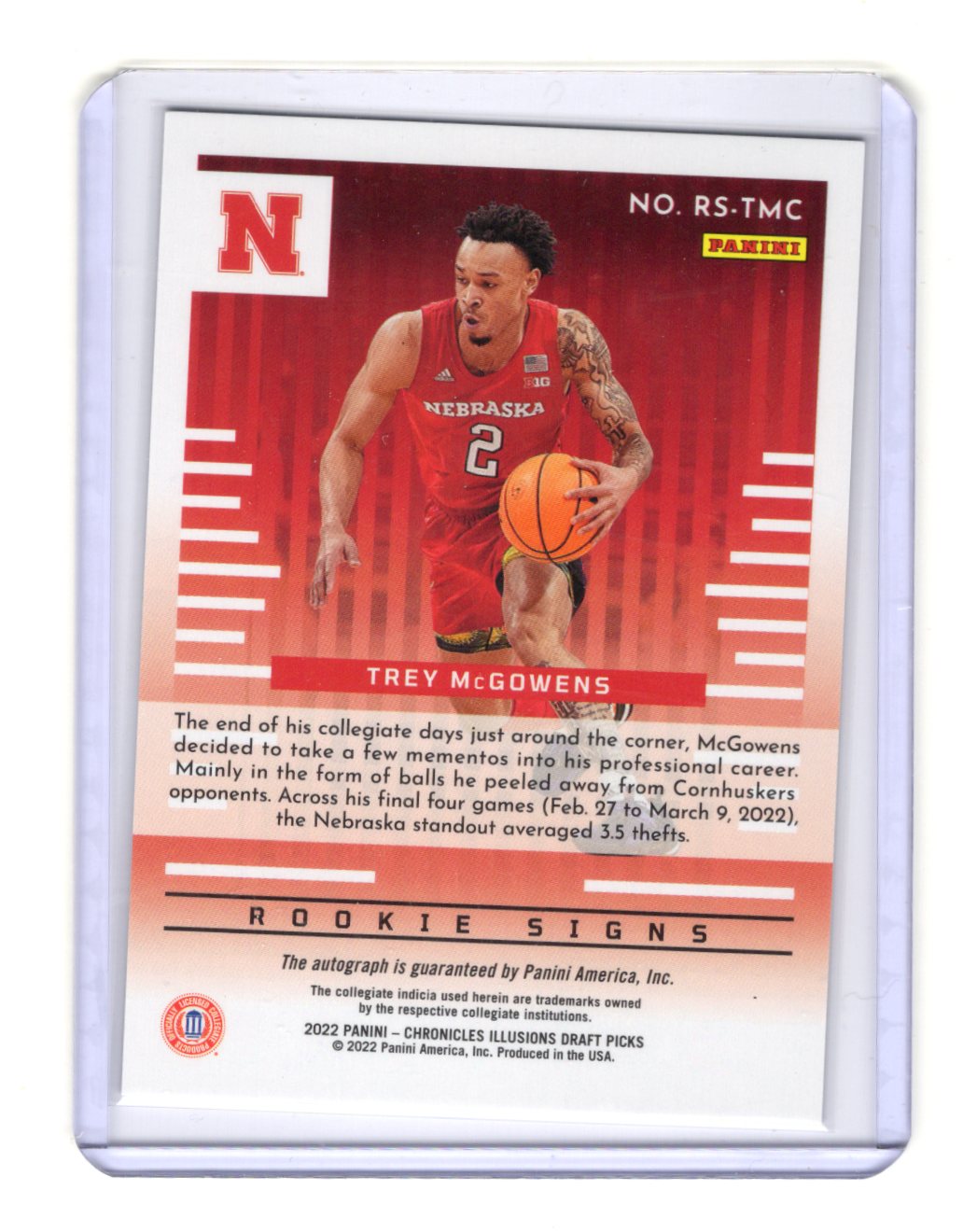 2022 Panini Chronicles Draft Picks Trey McGowens Card Illusions Rookie Auto