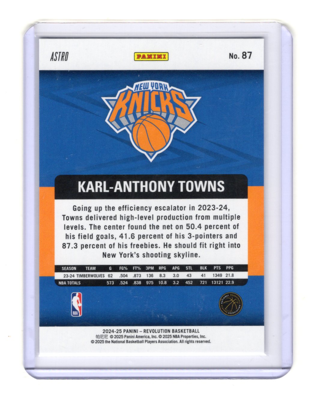 2024-25 Panini Revolution Karl-Anthony Towns Card Red Swirl New York Knicks #87