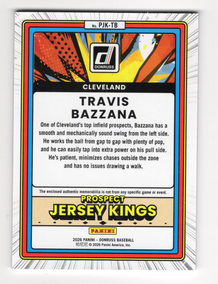 2026 Donruss Travis Bazzana Card Prospect Jersey Kings Blue Ice Memorabilia