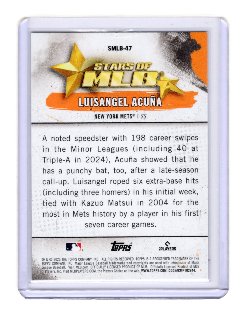 2025 Topps Luisangel Acuña Card Stars of MLB New York Mets #SMLB-47