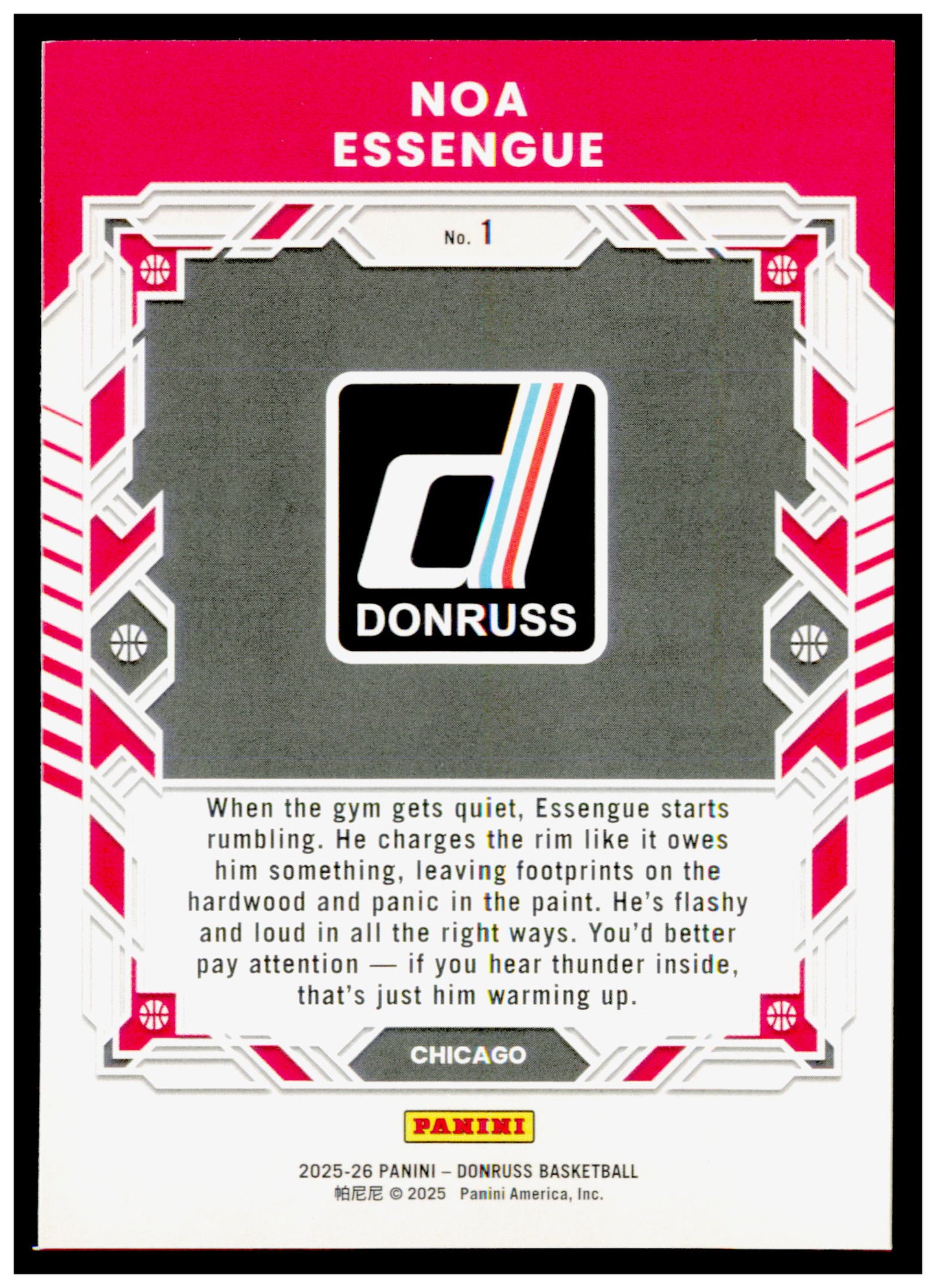 2025-26 Donruss Noa Essengue Card Elite Series Chicago Bulls #1