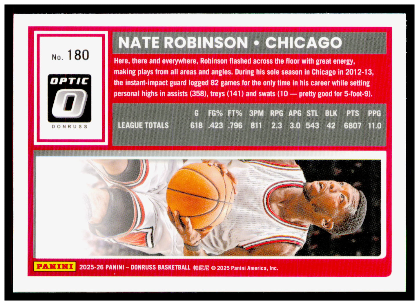 2025-26 Donruss Nate Robinson Card Chicago Bulls #180
