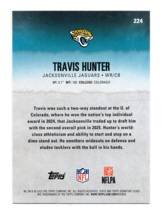 2025 Topps Signature Class Travis Hunter Card Rookie Jacksonville Jaguars #224