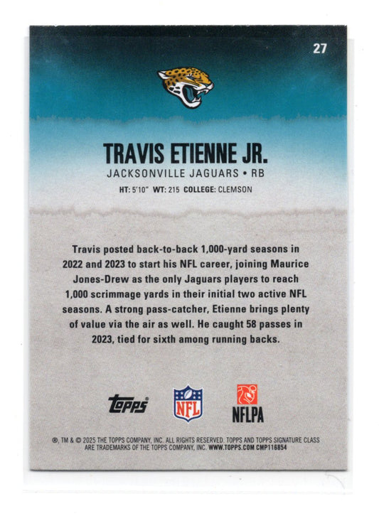 2025 Topps Signature Class Travis Etienne Jr. Card Blue & Yellow Jaguars #27