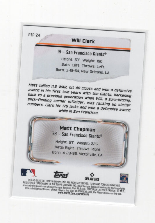 2026 Topps Chrome Will Clark / Matt Chapman Past to Present Giants
