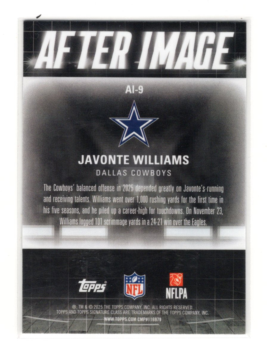 2025 Topps Signature Class Javonte Williams Card After Image Denver Broncos