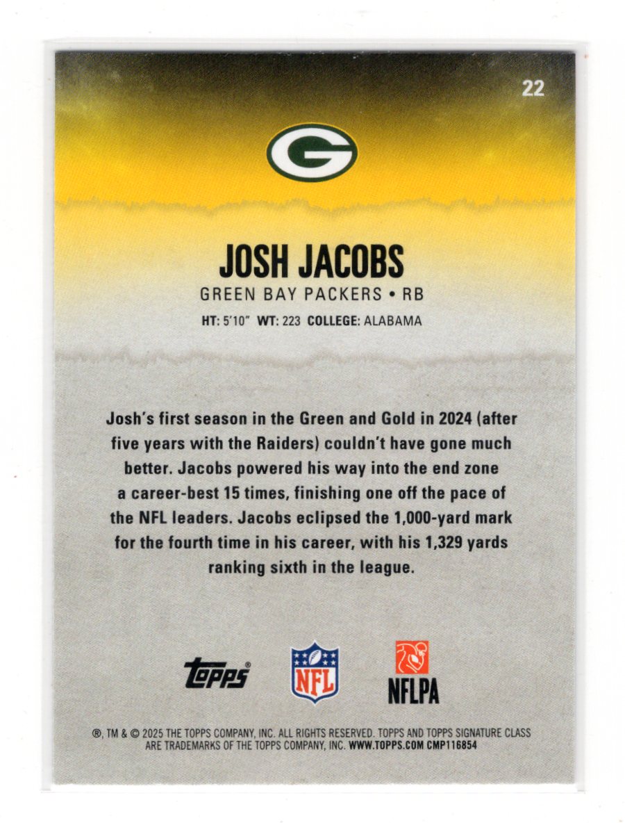 2025 Topps Signature Class Josh Jacobs Card Red & Black Packers