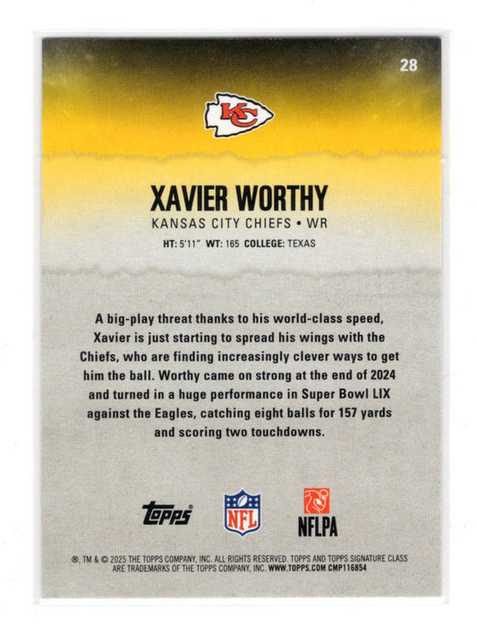 2025 Topps Signature Class Xavier Worthy Card Red & Black Kansas City Chiefs