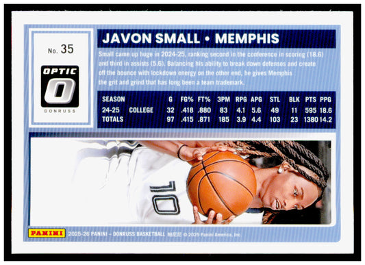 2025-26 Donruss Javon Small Card Memphis Grizzlies