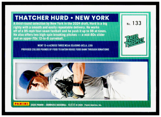 2025 Donruss Thatcher Hurd Card New York Yankees