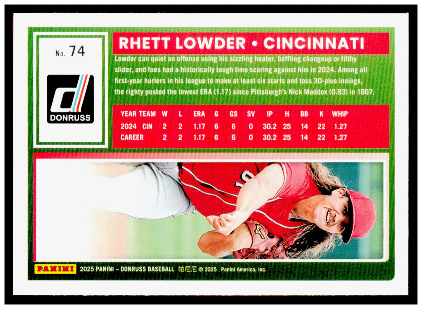 2025 Donruss Rhett Lowder Card Rookie Cincinnati Reds