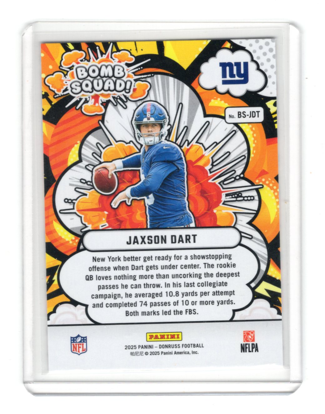 2025 Donruss Jaxson Dart Card Bomb Squad New York Giants