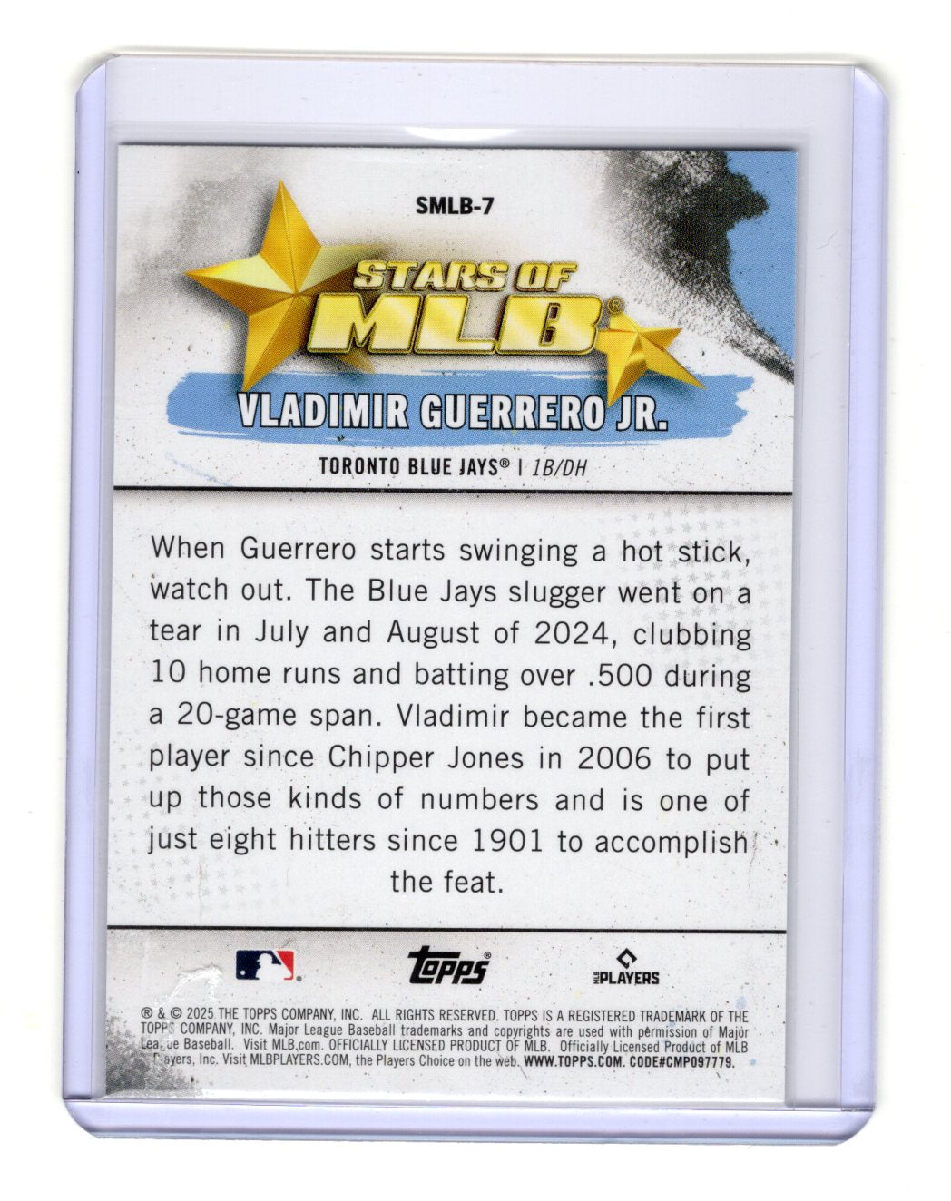 2025 Topps Vladimir Guerrero Jr. Card Stars of MLB Toronto Blue Jays