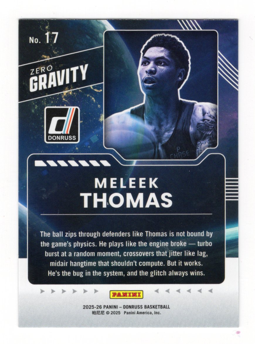2025-26 Donruss Meleek Thomas Card Zero Gravity Holo Green Laser Arkansas