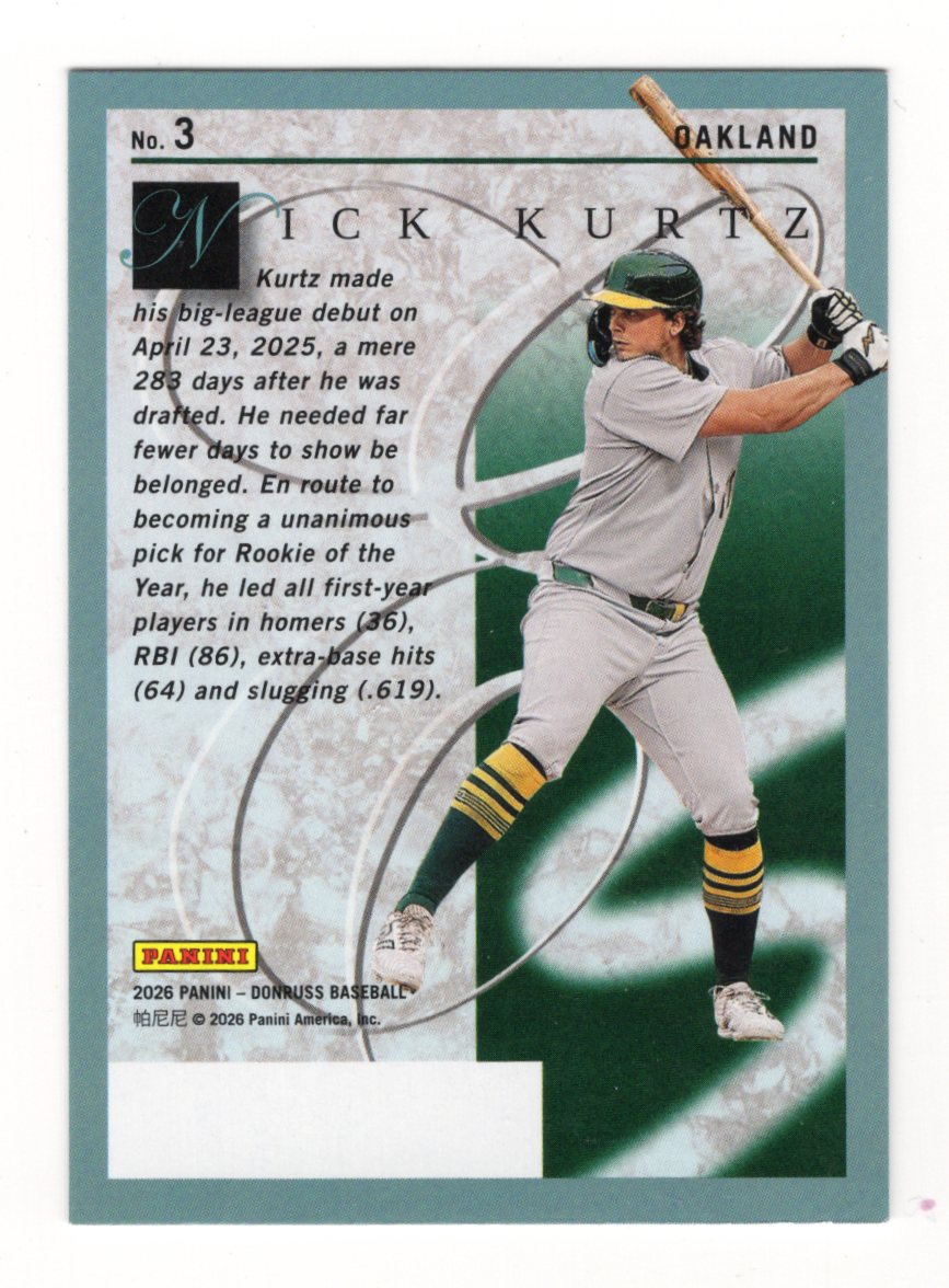 2026 Donruss Nick Kurtz Card Elite Series Athletics