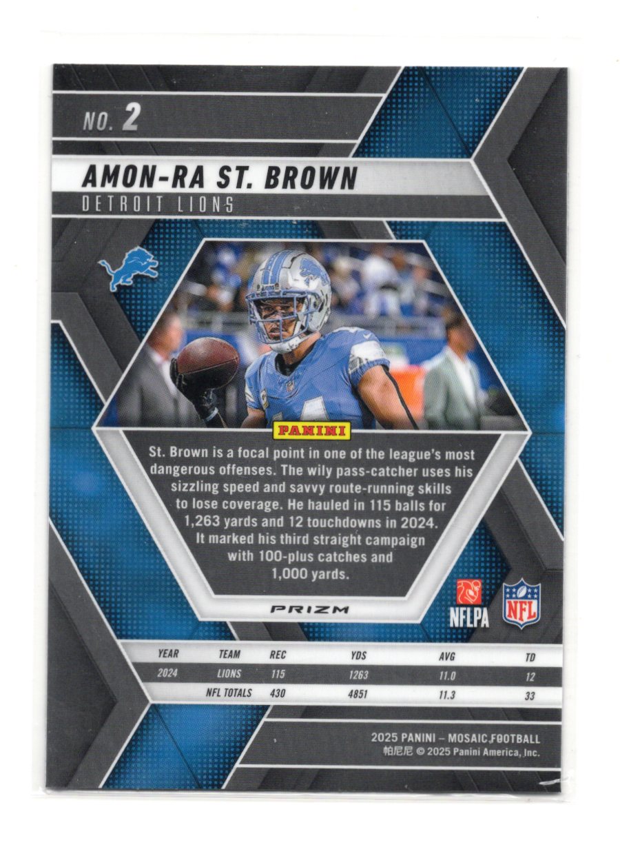 2025 Panini Mosaic Amon-Ra St. Brown Card Mosaic Camo Pink Detroit Lions