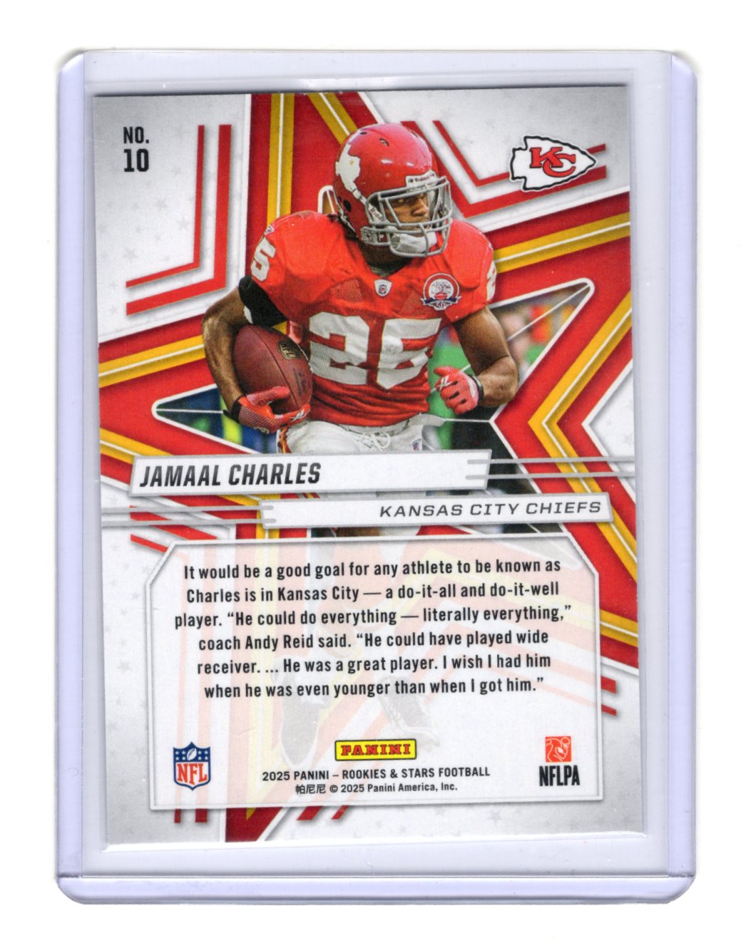 2025 Panini Rookies & Stars Jamaal Charles Card Purple SN /999 Chiefs