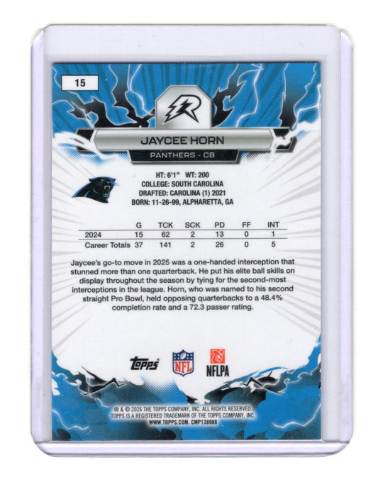 2025 Topps Resurgence Jaycee Horn #15 Blue Orange Spark Refractor Panthers