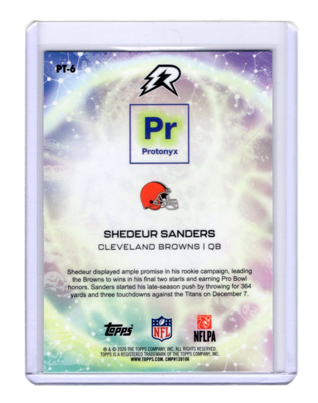 2025 Topps Resurgence Shedeur Sanders Card Protonyx Cleveland Browns
